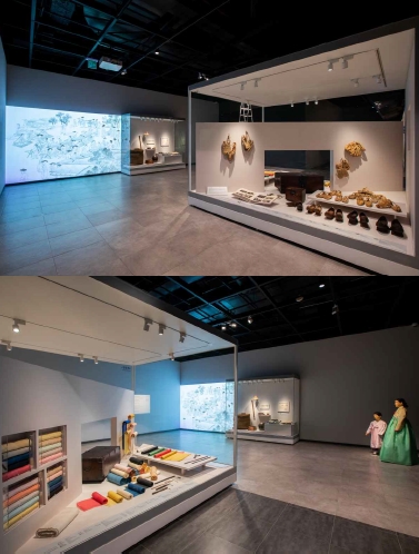 사진=국립민속박물관 제공(위 신발 가게, 아래 옷감 가게)