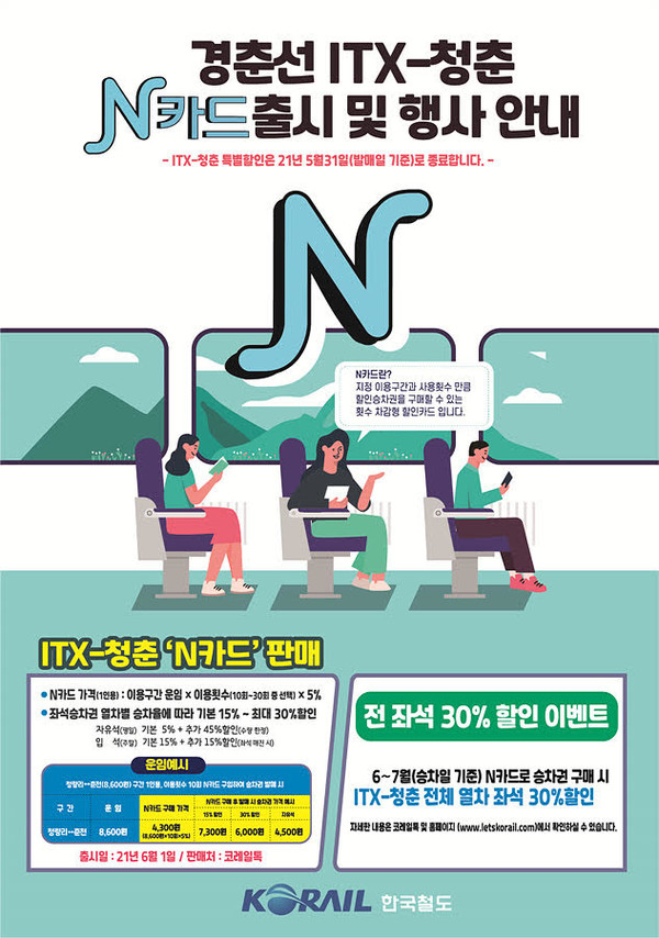 경춘선ITX-청춘 N카트 출시 (사진=한국철도 제공)