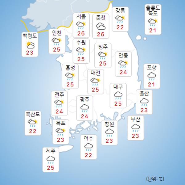 15일(화) 전국 날씨 / 사진 = 기상청 날씨누리