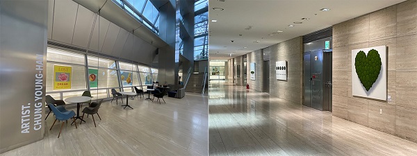 제1회 'interactive space' 展 전시 광경, (좌) 정영한 작가 전시광경 / (우) 양종용 작가 전시 광경