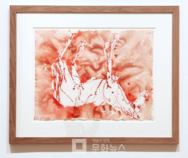 바젤리츠의 잉크를 사용한 동물 드로잉. 주요작품들은 주로 인물화지만 동물이나 다른 대상들도 그린다고 한다.