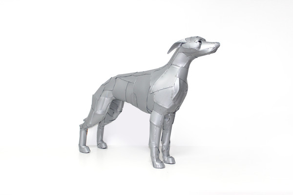 박상빈, Silver Hound, 100x25x75cm(h), PE Plastic, Stainless Steel, 2021