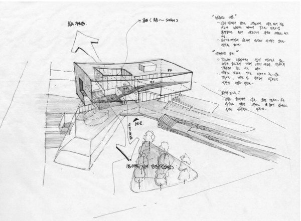구미시립 양포도서관 개념 스케치/사진=플랜 건축사사무소 제공