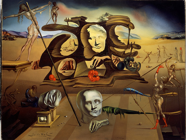 달리의 작품 '임신한 여성이 된 나폴레옹의 코 , 독특한 폐허에서 멜랑콜리한 분위기 속 그의 그림자를 따라 걷다 ' (사진 = GNC미디어 제공)