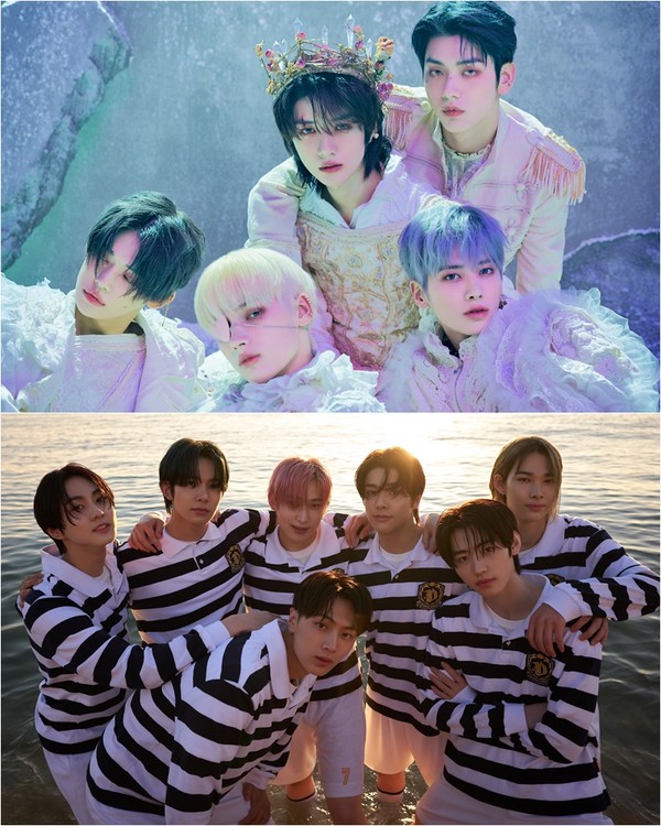 (위에서부터)투모로우바이투게더와 엔하이픈/사진=2021 KBS 가요대축제 제공