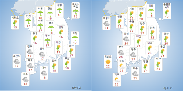 6일 월요일 전국날씨/사진=기상청날씨누리