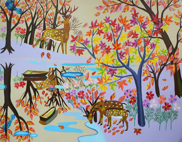 이다래 작가의 작품 ‘가을 숲 속의 사슴들’(자료=문체부)
