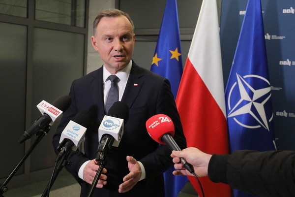 사진=미사일 관련 기자회견 하는 안제이 두다 폴란드 대통령, EPA/연합뉴스