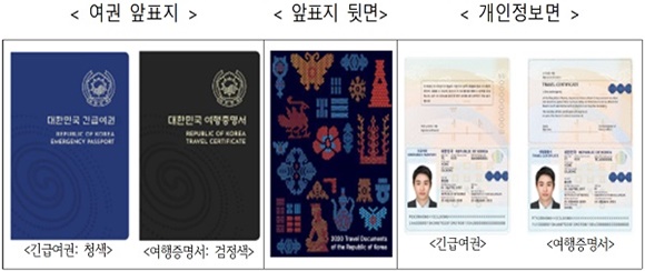 사진 = 긴급여권과 여행증명서의 기본 디자인 / 외교부 / 대한민국 정책브리핑