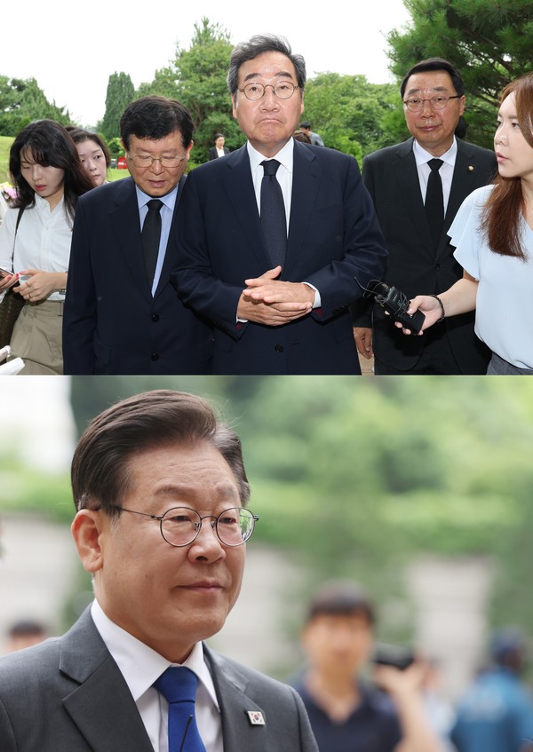 사진=위쪽부터 이낙연 전 대표와 이재명 더불어민주당 대표/연합뉴스 제공
