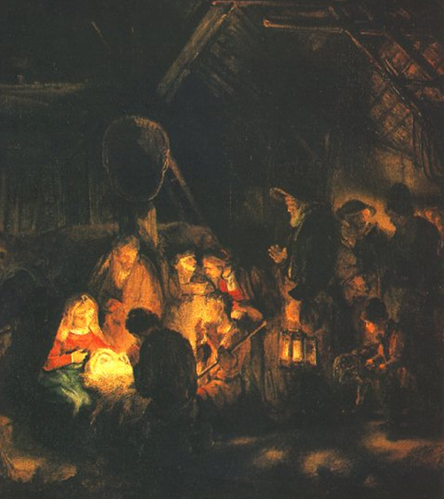 렘브란트(Rembrandt van Rijn 1606~1669) '목자들의 경배' 1646년 작품, 영국 런던 국립미술관 소장.