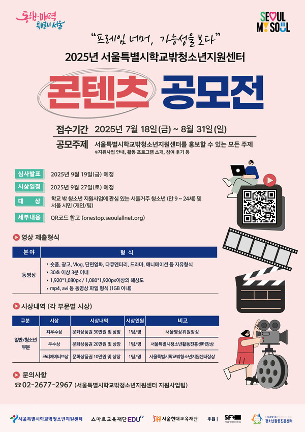 서울시학교밖청소년지원센터, ‘2025 콘텐츠 공모전 - 프레임 너머, 가능성을 보다’