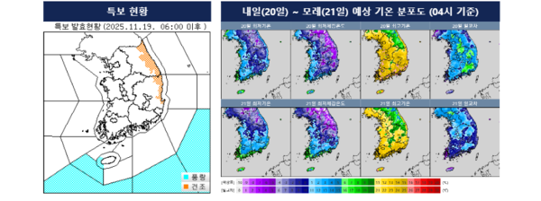 [오늘 날씨] 중부 영하권 추위 계속…강원·경북동해안 대기 매우 건조, 낮최고 6도~13도 / 사진=기상청