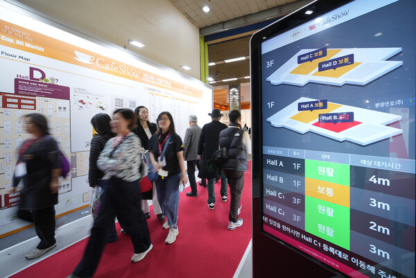 서울카페쇼, 카페쇼 AI 가이드가 제공하는 홀별 혼잡도 사진. 서울카페쇼 제공